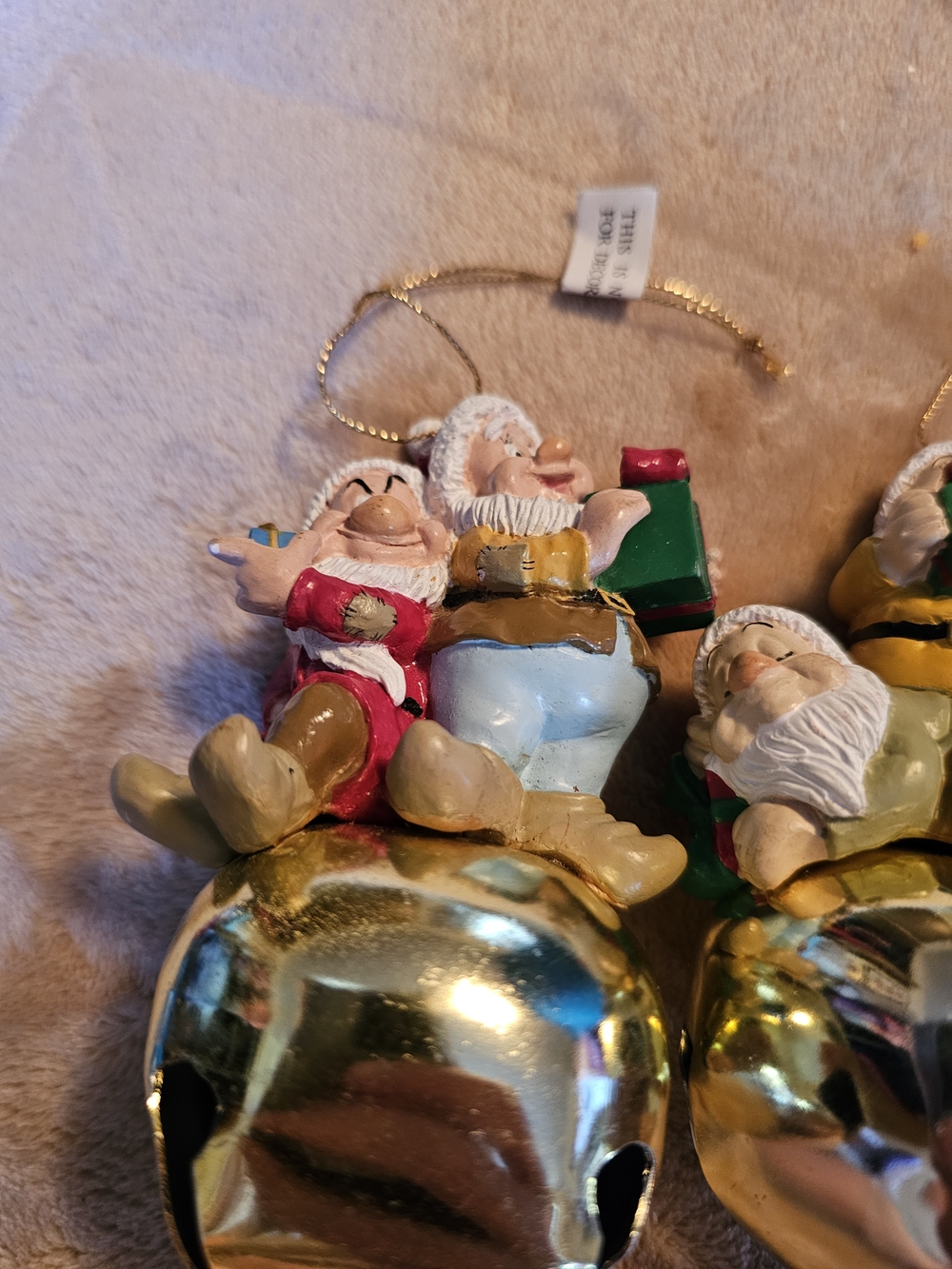 Holiday  Bell Ornaments – Gold Bells with Colorful Dwarfs - Picture 6 of 6